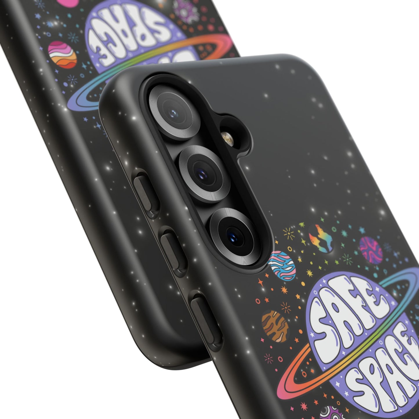 "safe space" lgbtqia+ pride galaxy android tough phone case