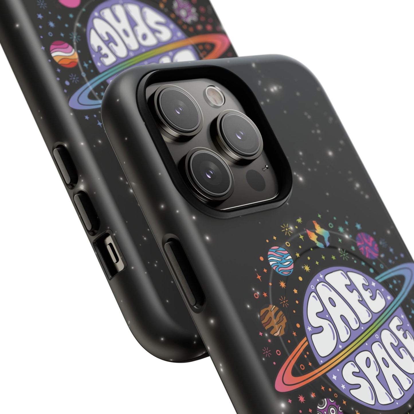 "safe space" lgbtqia+ pride galaxy magsafe® iphone case