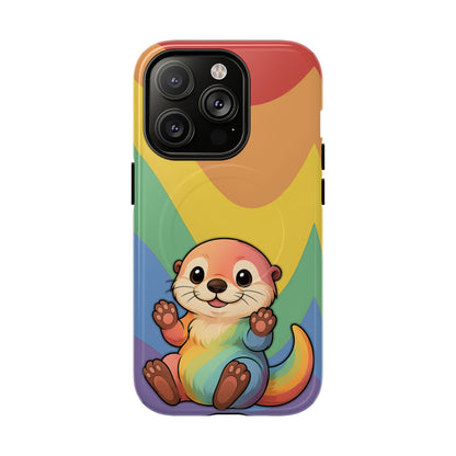 “Otterly Queer” – Retro Rainbow Pride Otter MagSafe® iPhone Tough Case