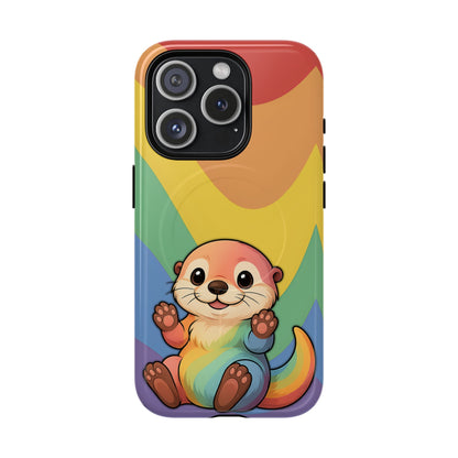 “Otterly Queer” – Retro Rainbow Pride Otter MagSafe® iPhone Tough Case