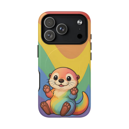 “Otterly Queer” – Retro Rainbow Pride Otter MagSafe® iPhone Tough Case