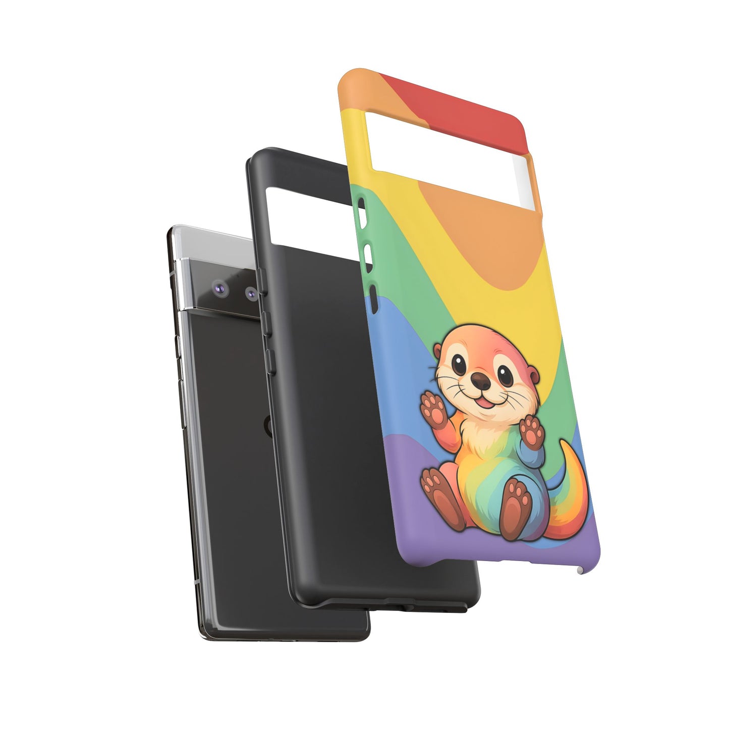 “otterly queer” – retro rainbow pride otter android tough phone case