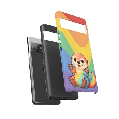 “Otterly Queer” – Retro Rainbow Pride Otter Android Tough Phone Case