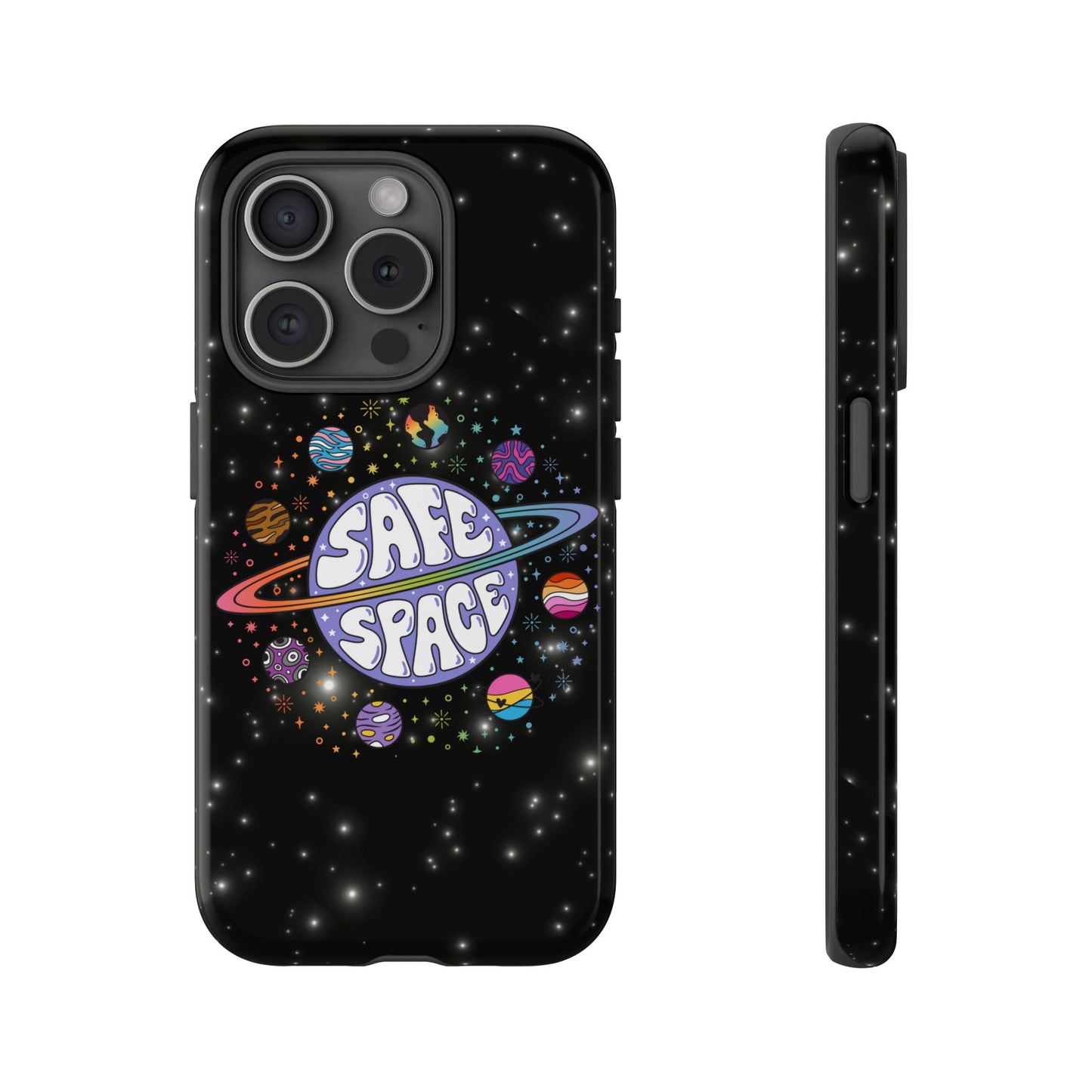"safe space" lgbtqia+ pride galaxy android tough phone case