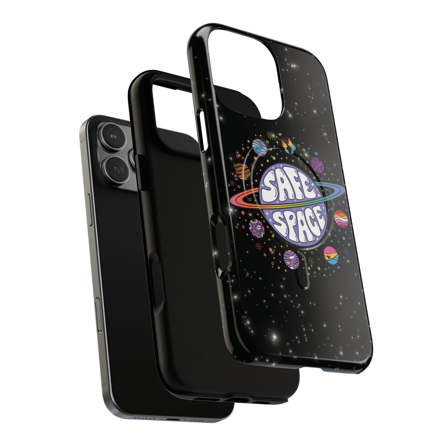 "safe space" lgbtqia+ pride galaxy magsafe® iphone case