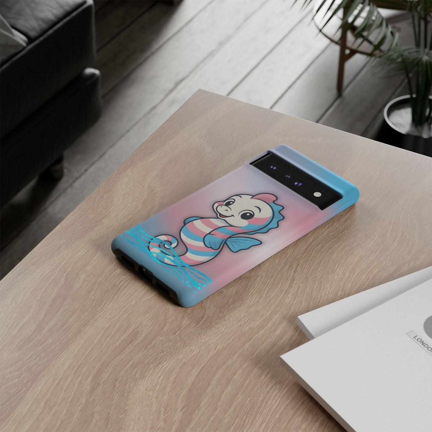 “sea me” – trans pride seahorse android tough phone case