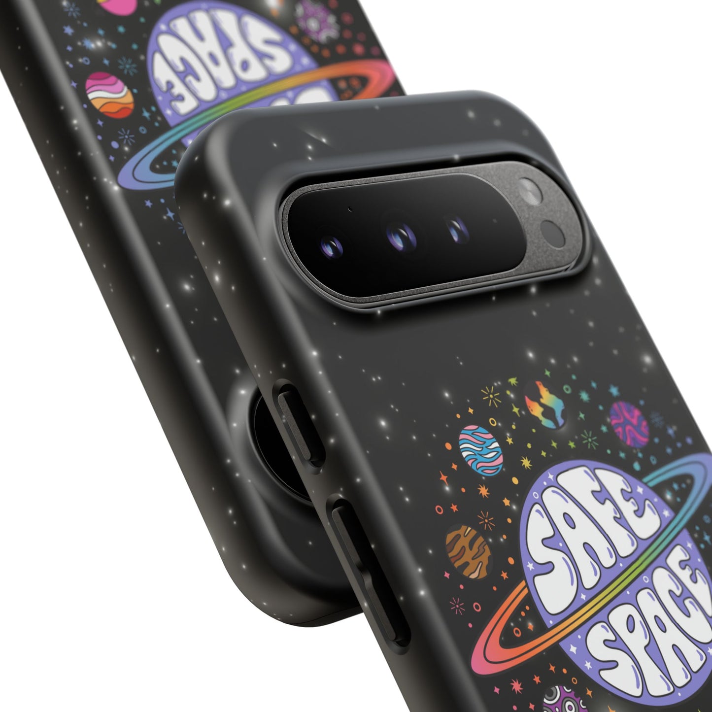 "safe space" lgbtqia+ pride galaxy android tough phone case