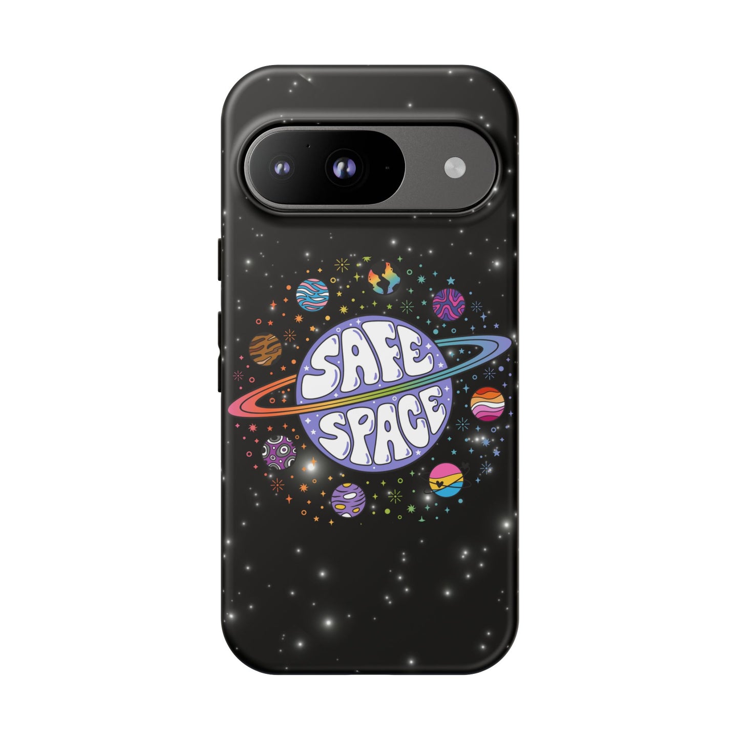 "safe space" lgbtqia+ pride galaxy android tough phone case