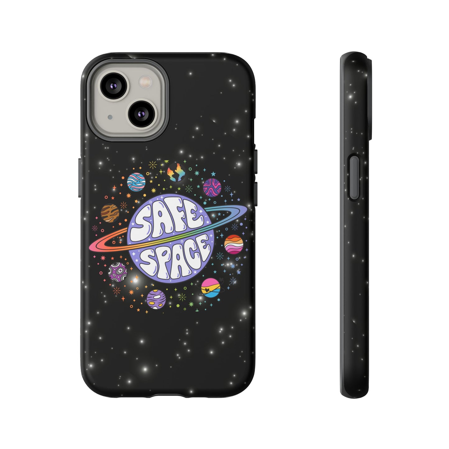 "safe space" lgbtqia+ pride galaxy android tough phone case