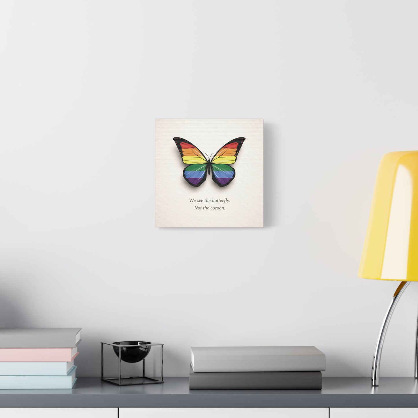 rainbow pride butterfly | metamorphosis series canvas wall art