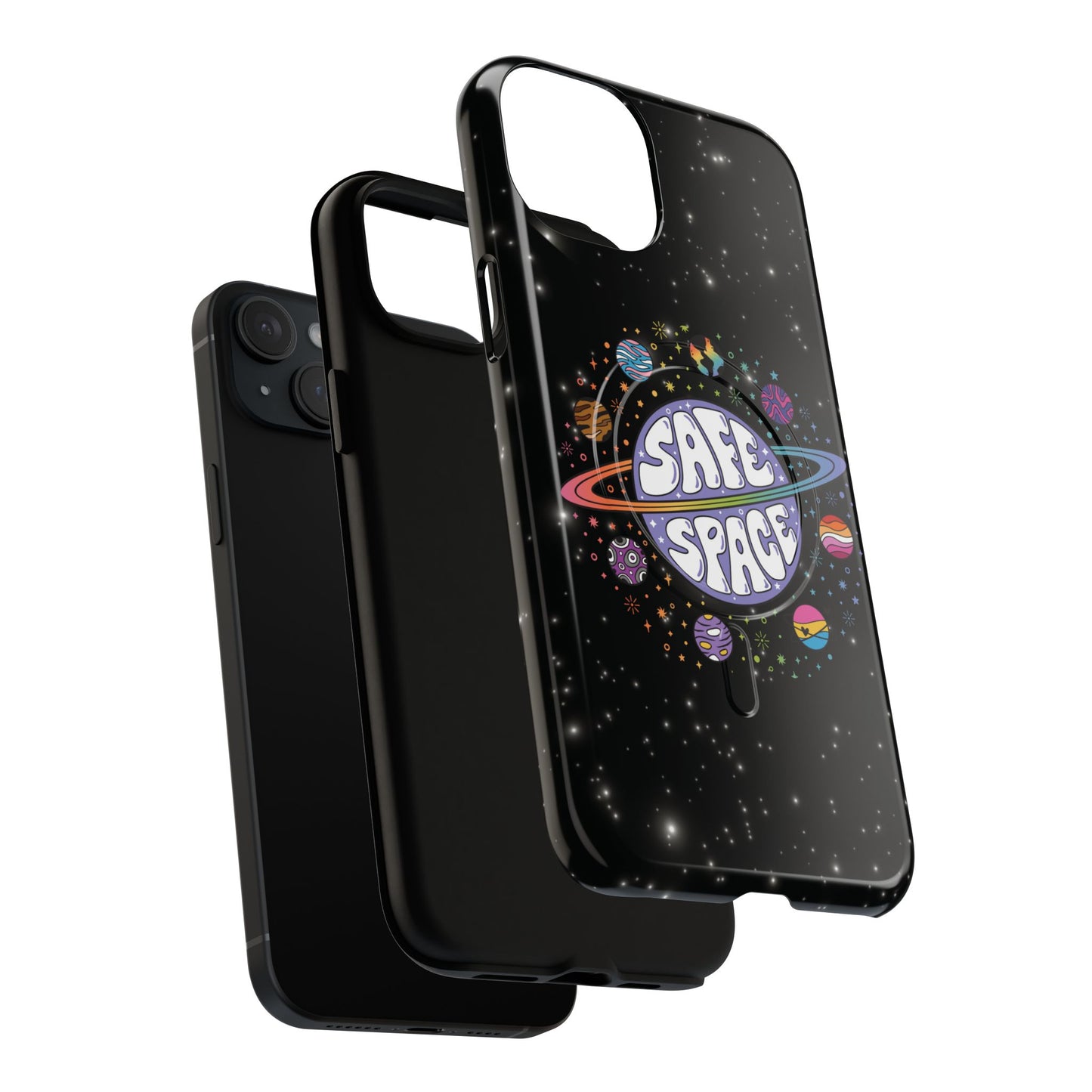 "safe space" lgbtqia+ pride galaxy magsafe® iphone case