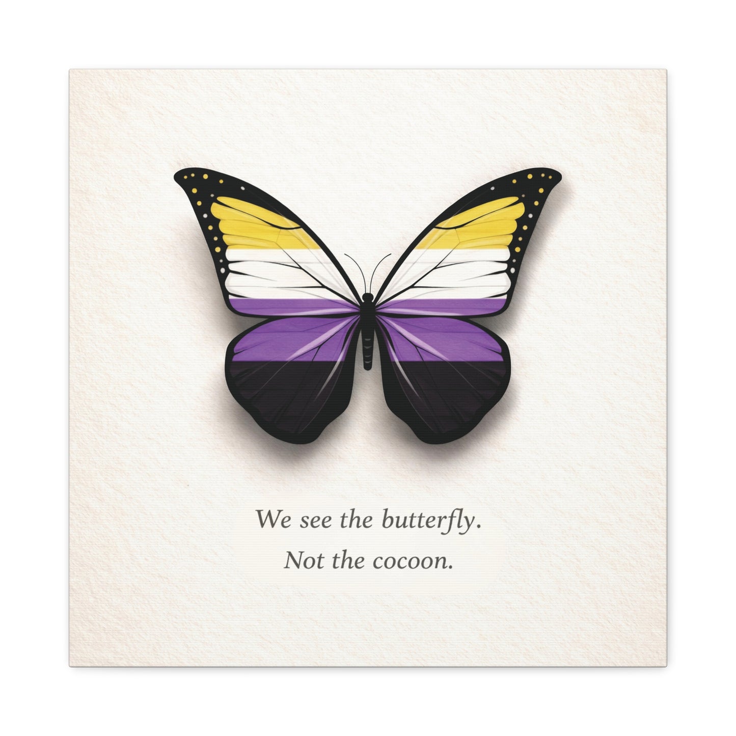 nonbinary pride butterfly | metamorphosis series canvas wall art