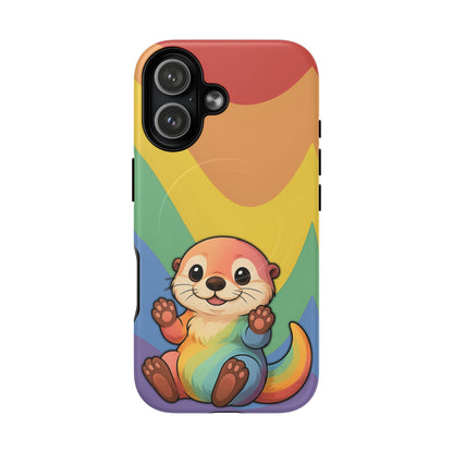 “Otterly Queer” – Retro Rainbow Pride Otter MagSafe® iPhone Tough Case