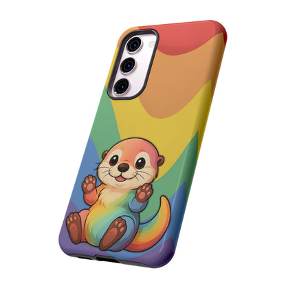 “Otterly Queer” – Retro Rainbow Pride Otter Android Tough Phone Case