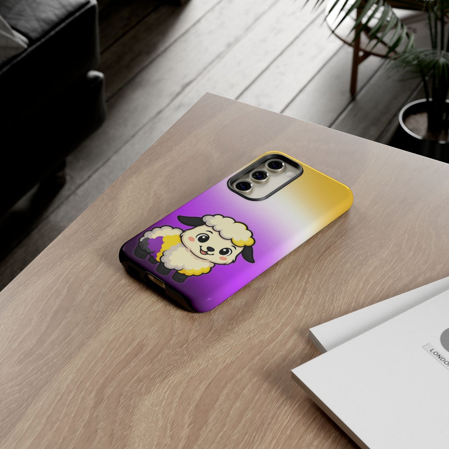 "nonbibaaary" – nonbinary pride sheep android tough phone case