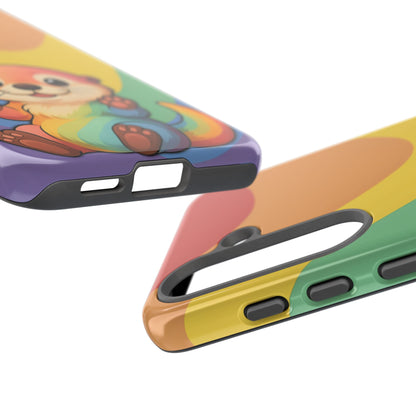 “Otterly Queer” – Retro Rainbow Pride Otter Android Tough Phone Case
