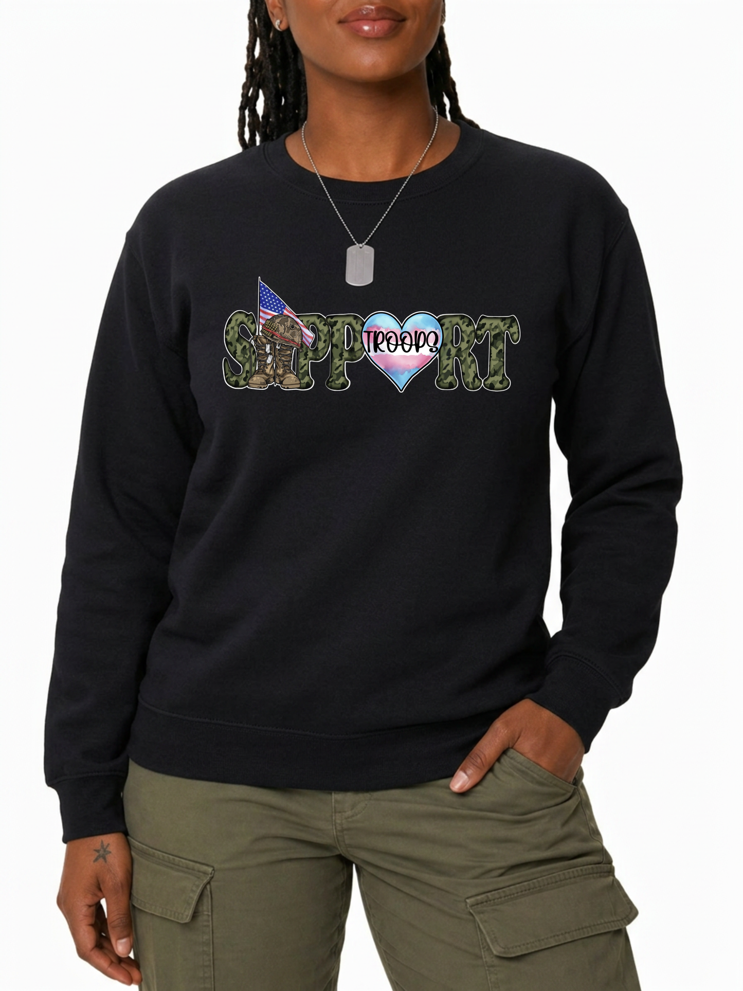 support trans troops unisex sweatshirt – the power collection