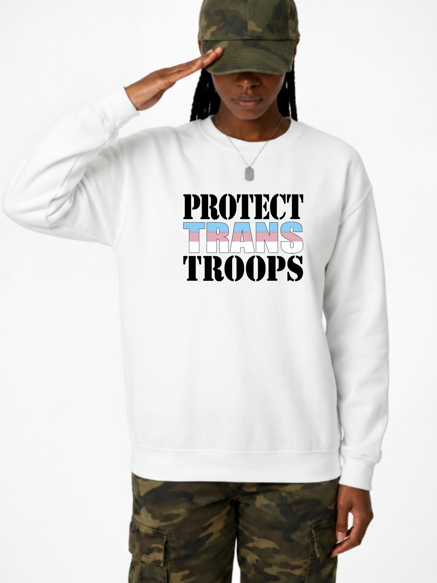 protect trans troops unisex sweatshirt – the power collection